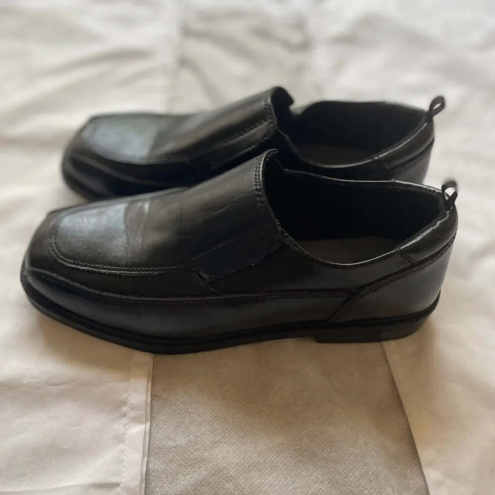 Wonder Nation Youth Size 5 Black Slip-On Dress Shoes Loafers School Uniform